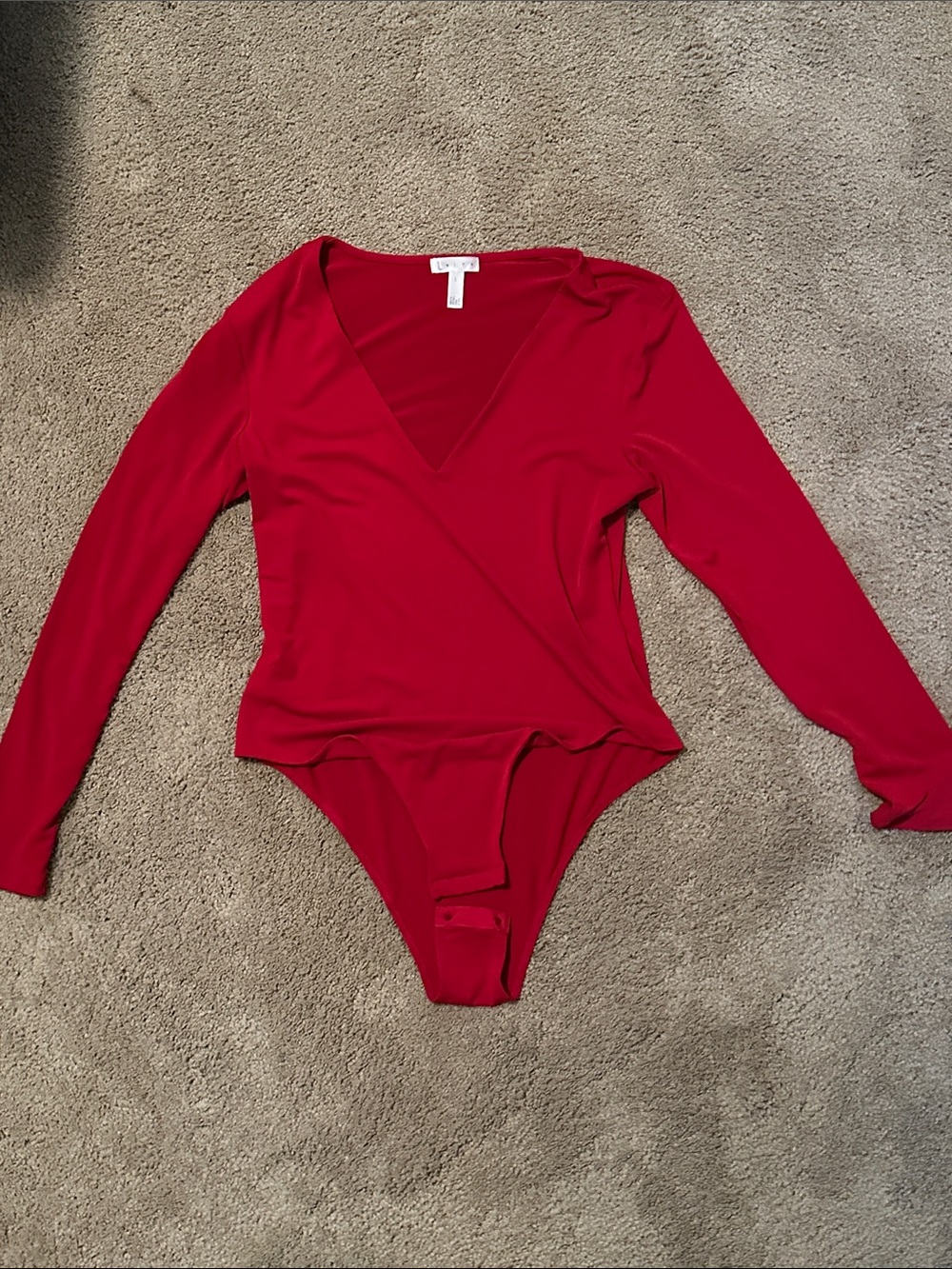 Leith Crimson Wrap-Style Long Sleeve Bodysuit